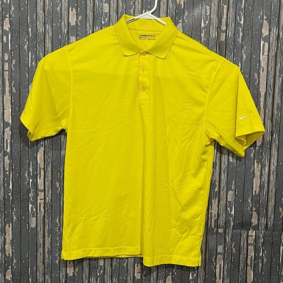 Nike Polo Shirt Short Sleeve Yellow Lightweight Mens Large - Picture 1 of 5